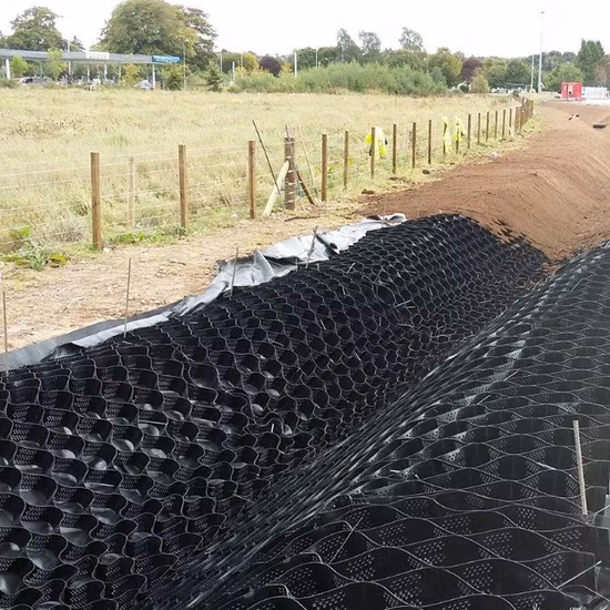 Productos de movimiento de tierras Geoceldas de HDPE para muro de contención Estabilizador de suelos para entradas de vehículos